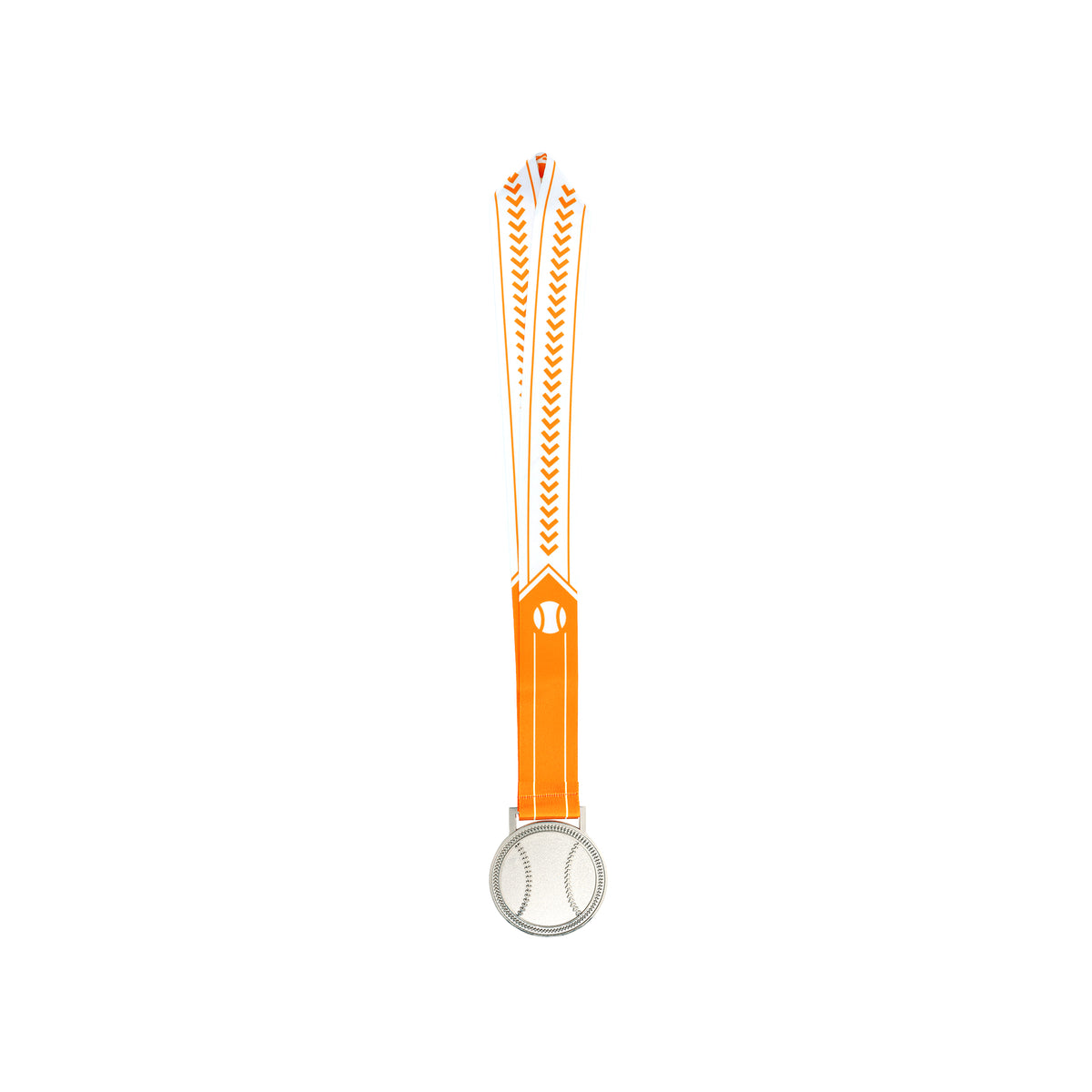 MED27 3'' Silver/Orange&White Baseball Medal