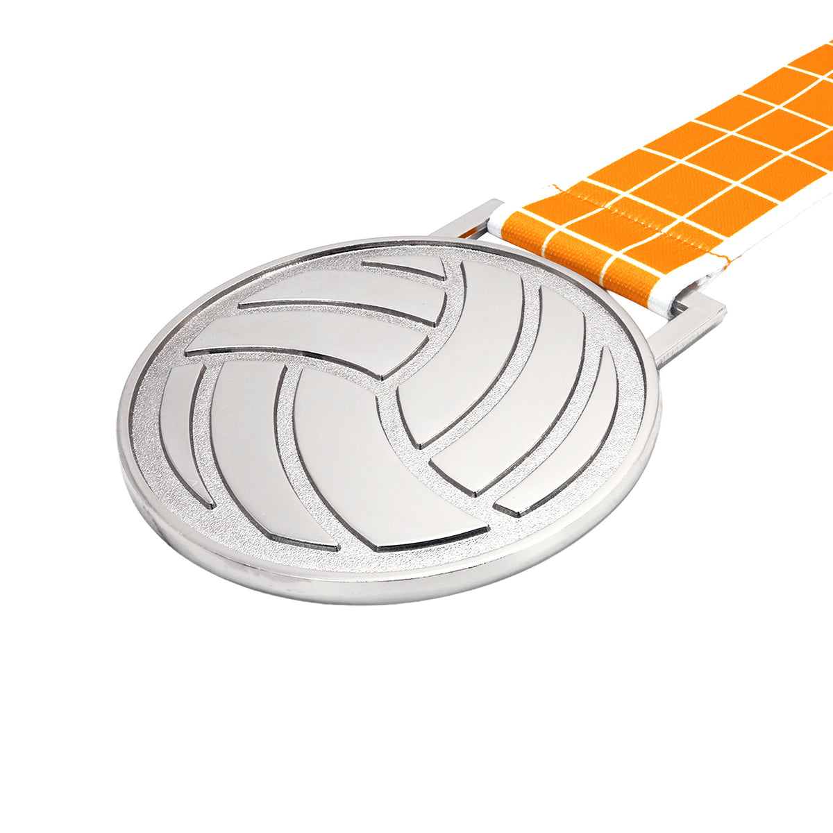 MED27 3'' Silver/Orange&White Volleyball Medal