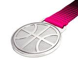 MED27 3'' Silver/Pink&Black Basketball Medal