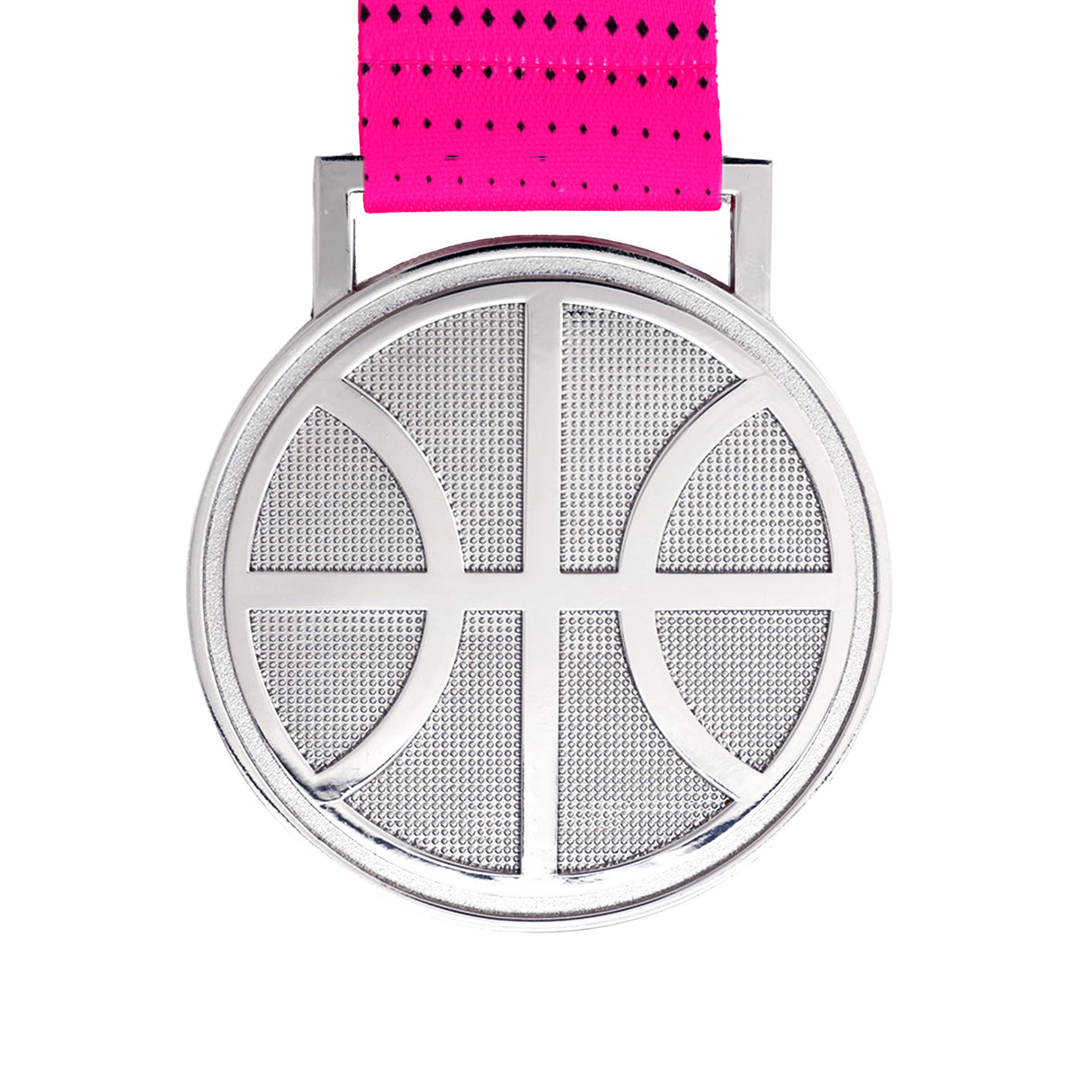 MED27 3'' Silver/Pink&Black Basketball Medal