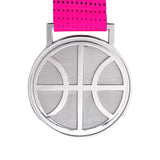 MED27 3'' Silver/Pink&Black Basketball Medal