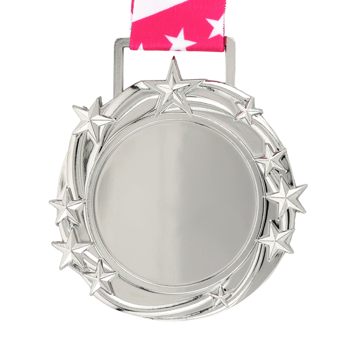 Med26 3.25" Blank Star Medal Silver&Pink