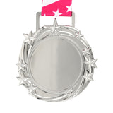 Med26 3.25" Blank Star Medal Silver&Pink