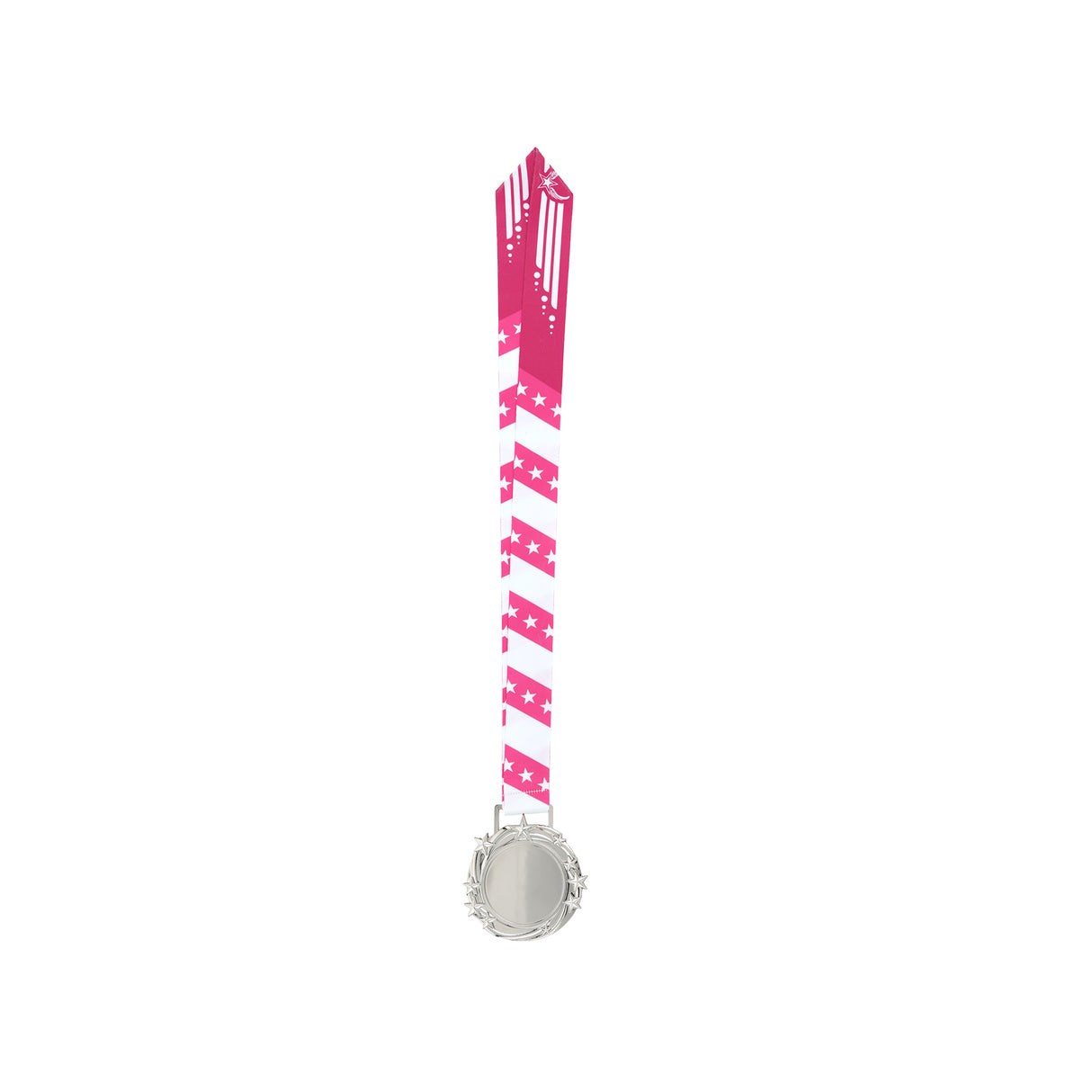 Med26 3.25" Blank Star Medal Silver&Pink