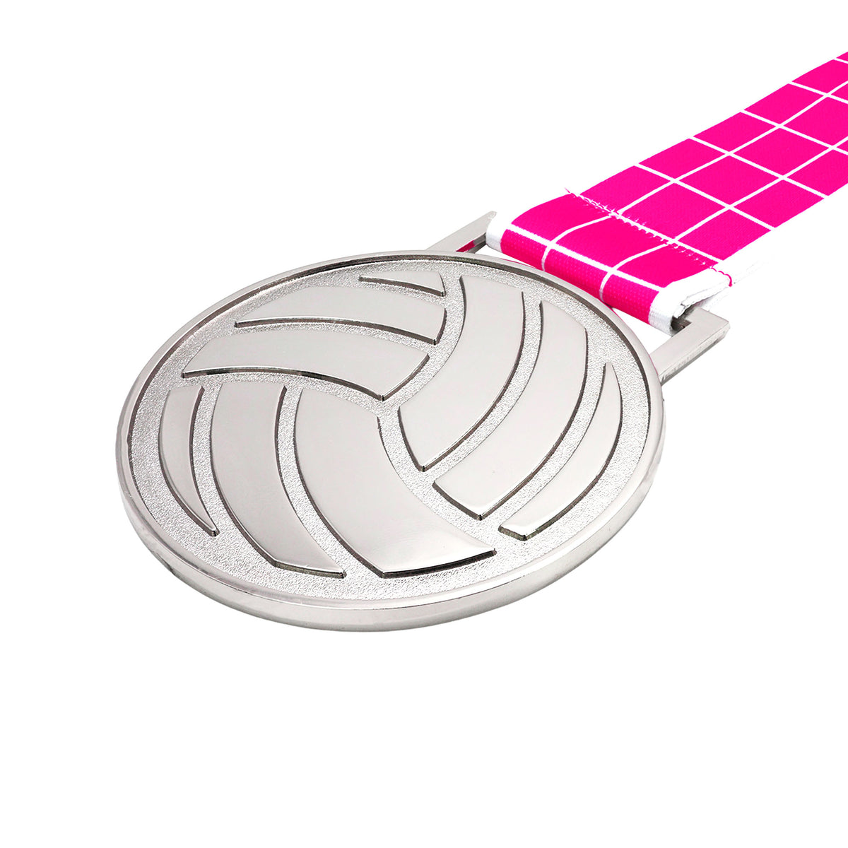 MED27 3'' Silver/Pink&White Volleyball Medal