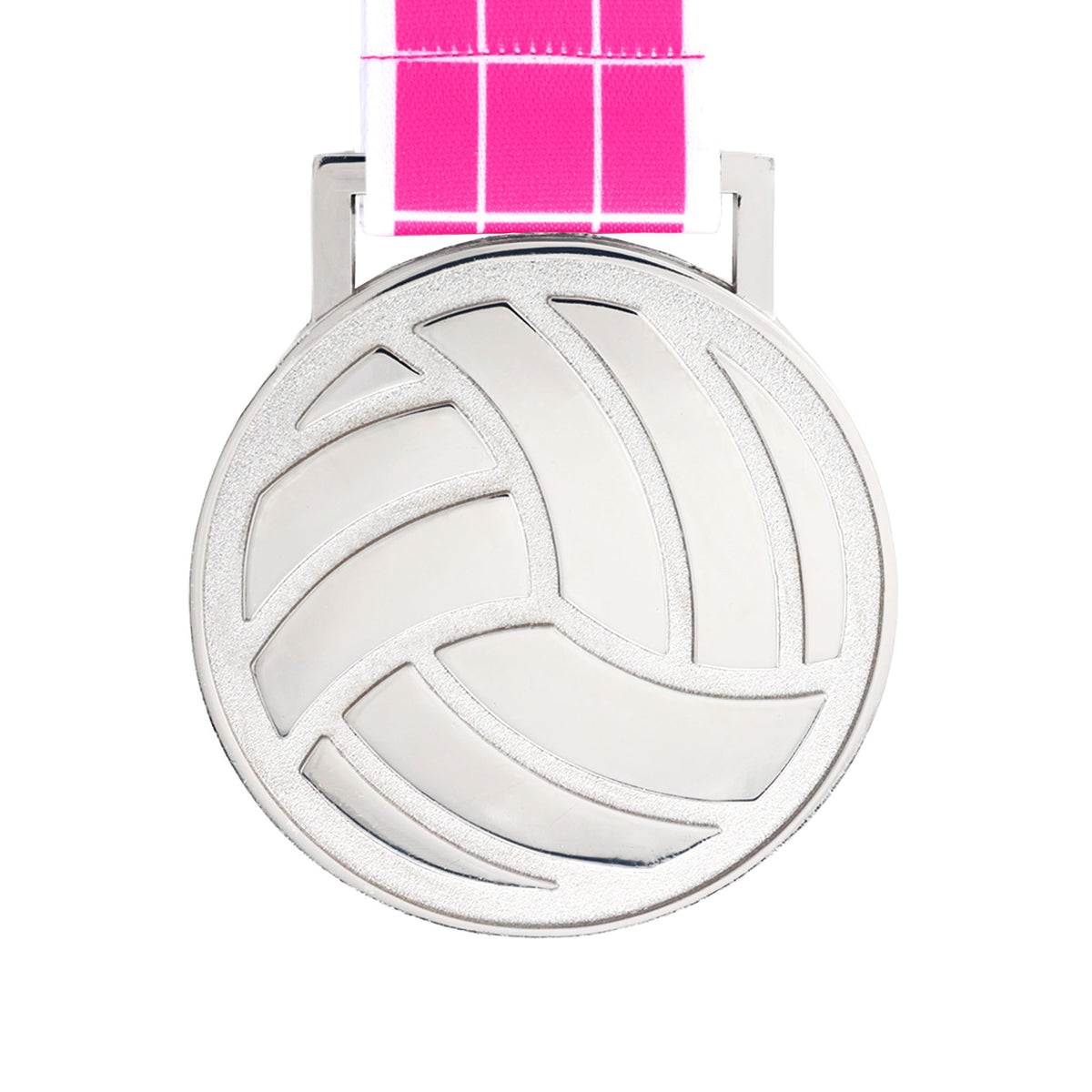 MED27 3'' Silver/Pink&White Volleyball Medal