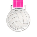 MED27 3'' Silver/Pink&White Volleyball Medal