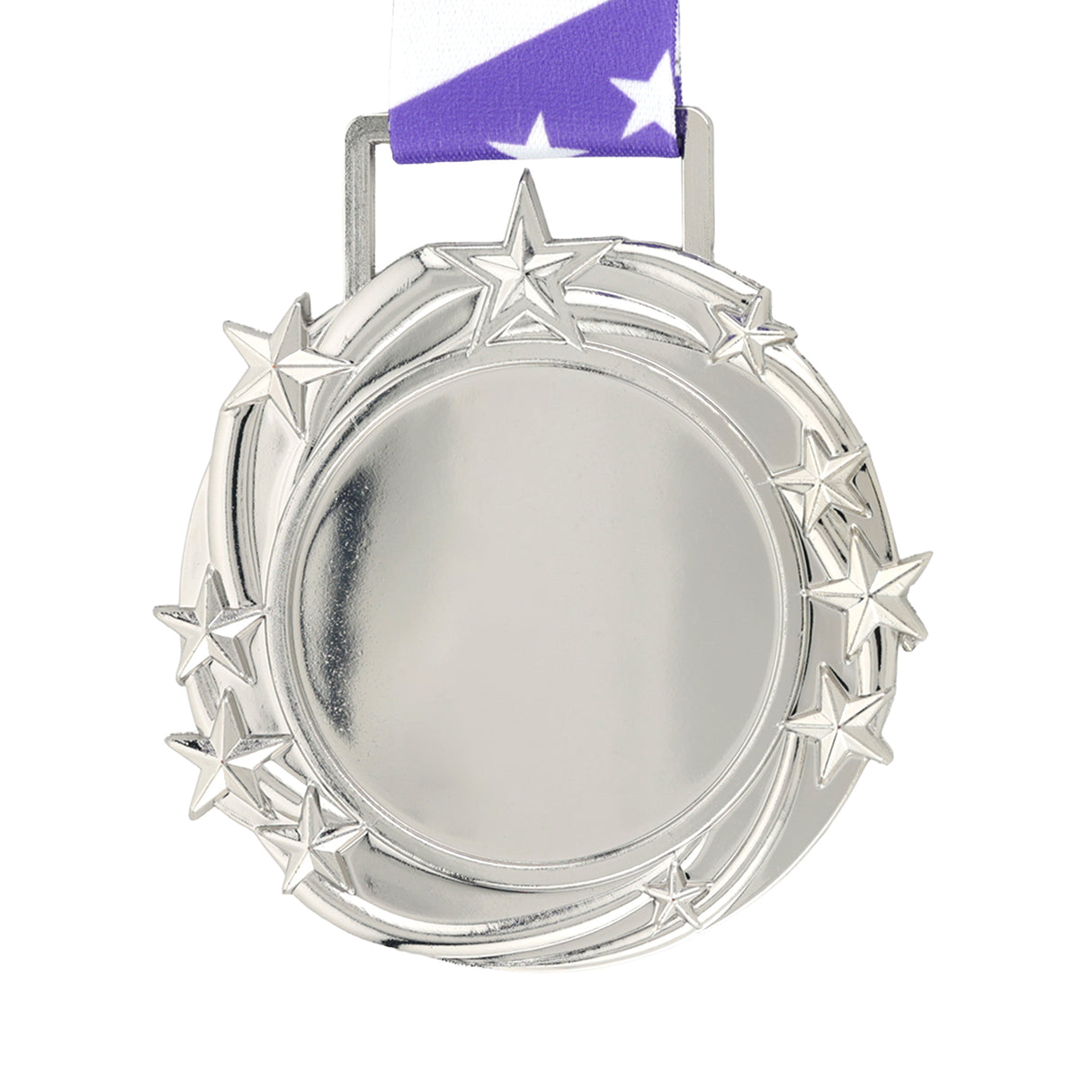 Med26 3.25" Blank Star Medal Silver&Purple