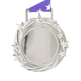 Med26 3.25" Blank Star Medal Silver&Purple