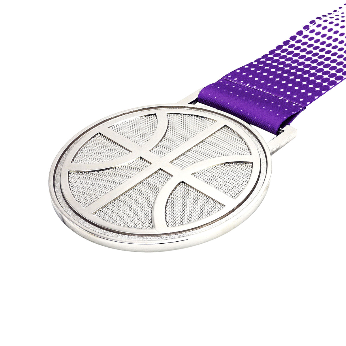 MED27 3'' Silver/Purple&White Basketball Medal