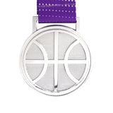 MED27 3'' Silver/Purple&White Basketball Medal