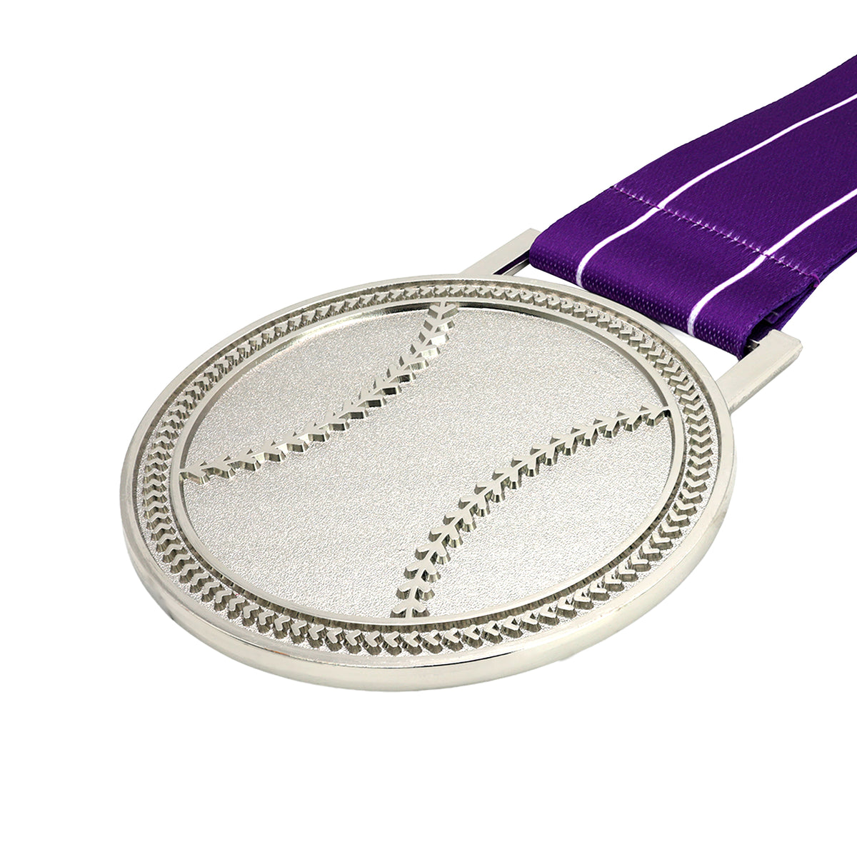MED27 3'' Silver/Purple&White Baseball Medal
