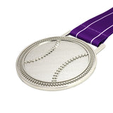 MED27 3'' Silver/Purple&White Baseball Medal