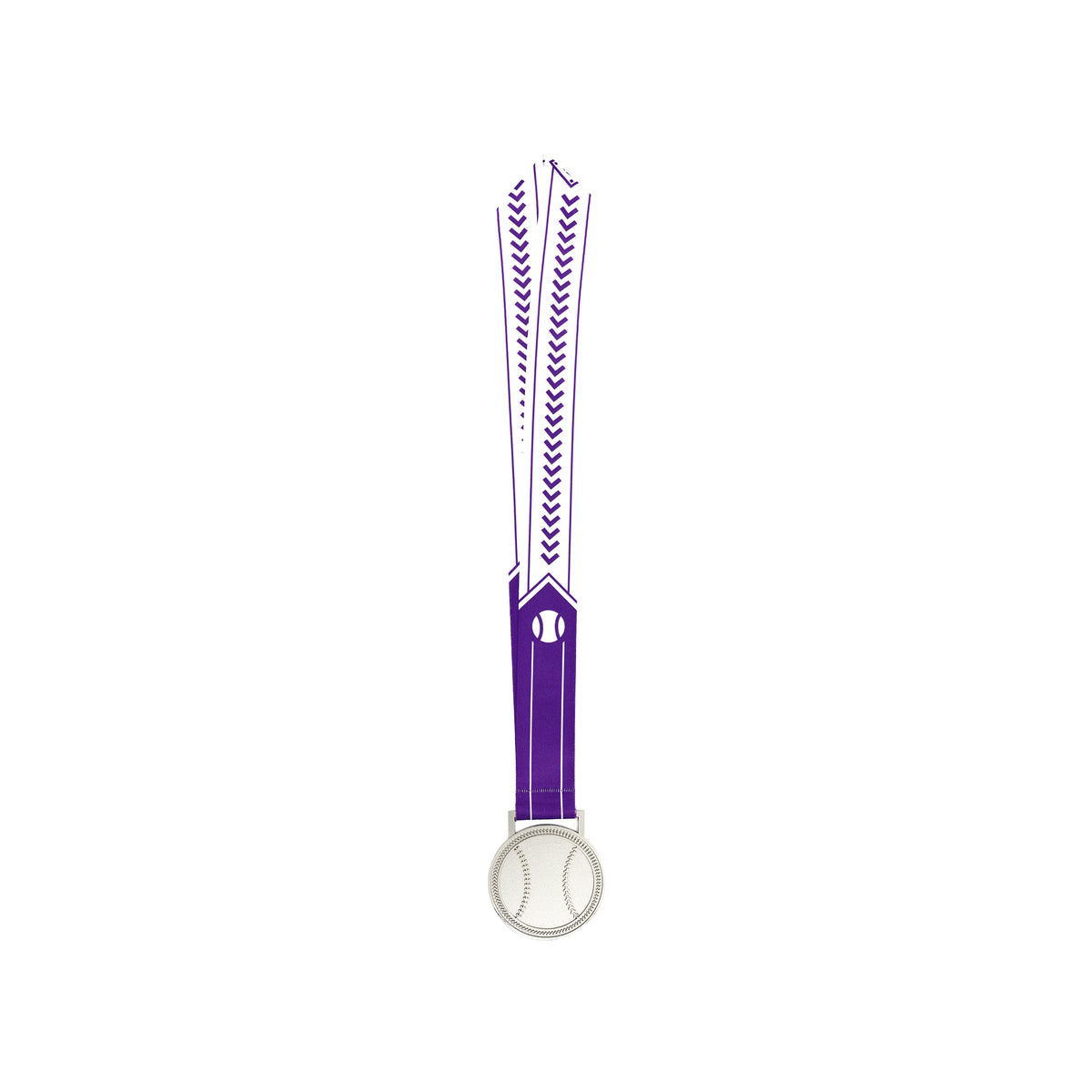 MED27 3'' Silver/Purple&White Baseball Medal