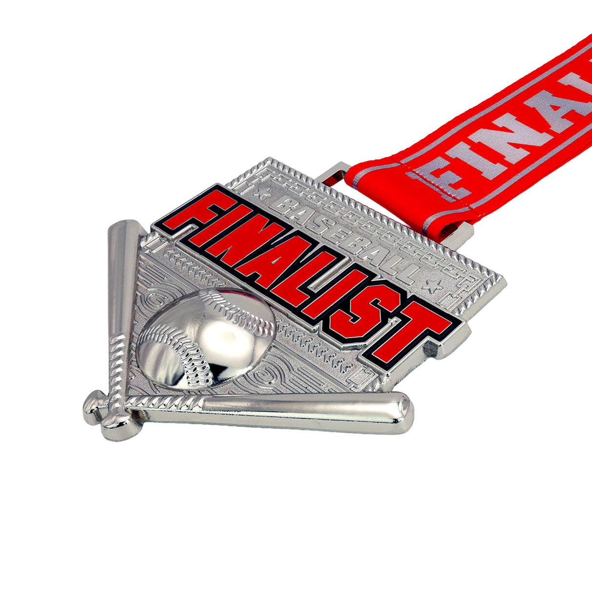 MED26 4'' Baseball Silver&Red Finalist Medal