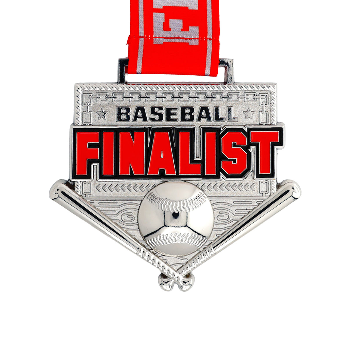 MED26 4'' Baseball Silver&Red Finalist Medal