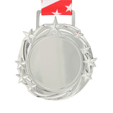 Med26 3.25" Blank Star Medal Silver&Red