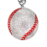 Baseball/Softball Stone Chain Silver/Clear/Red