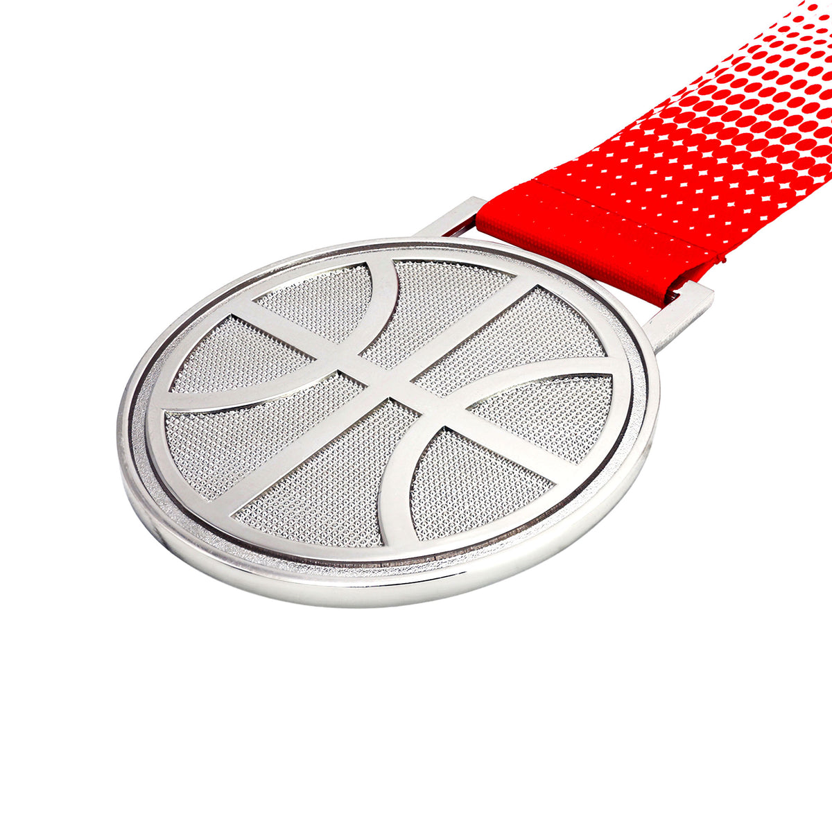MED27 3'' Silver/Red&White Basketball Medal