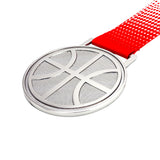MED27 3'' Silver/Red&White Basketball Medal
