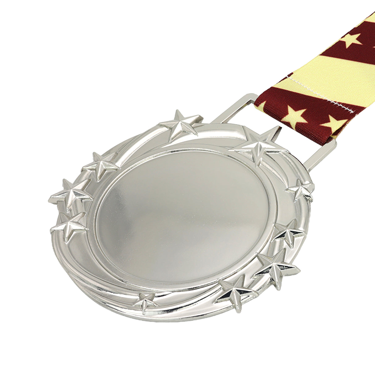 Med26 3.25" Blank Star Medal Silver&Tan/Brown