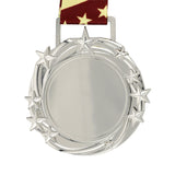 Med26 3.25" Blank Star Medal Silver&Tan/Brown