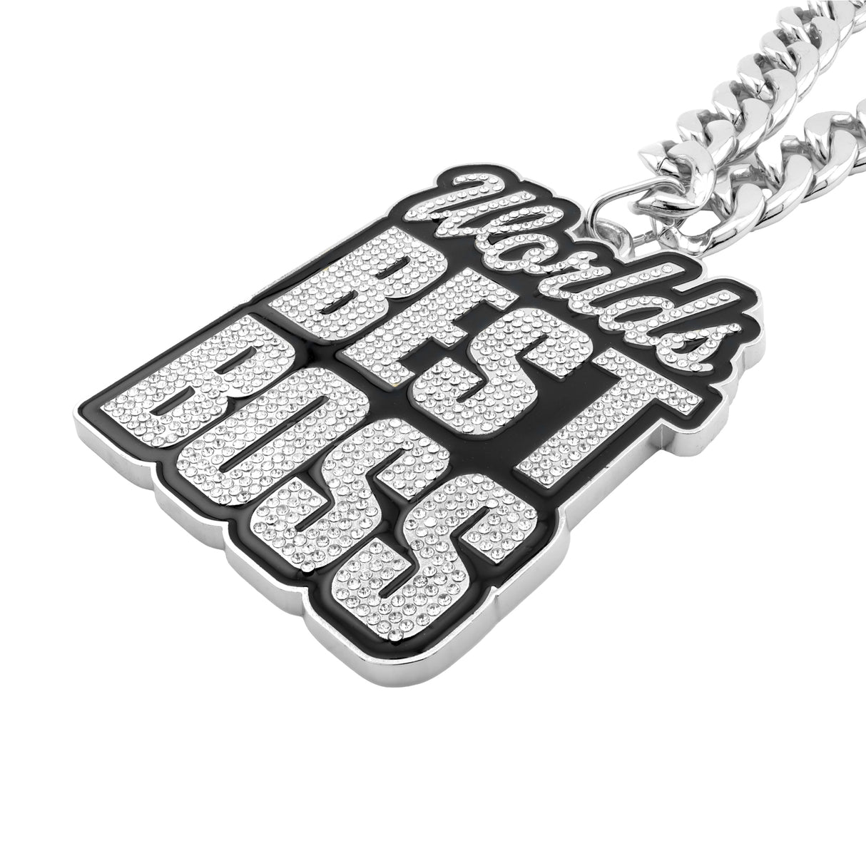 World's Best Boss Silver Stone Chain