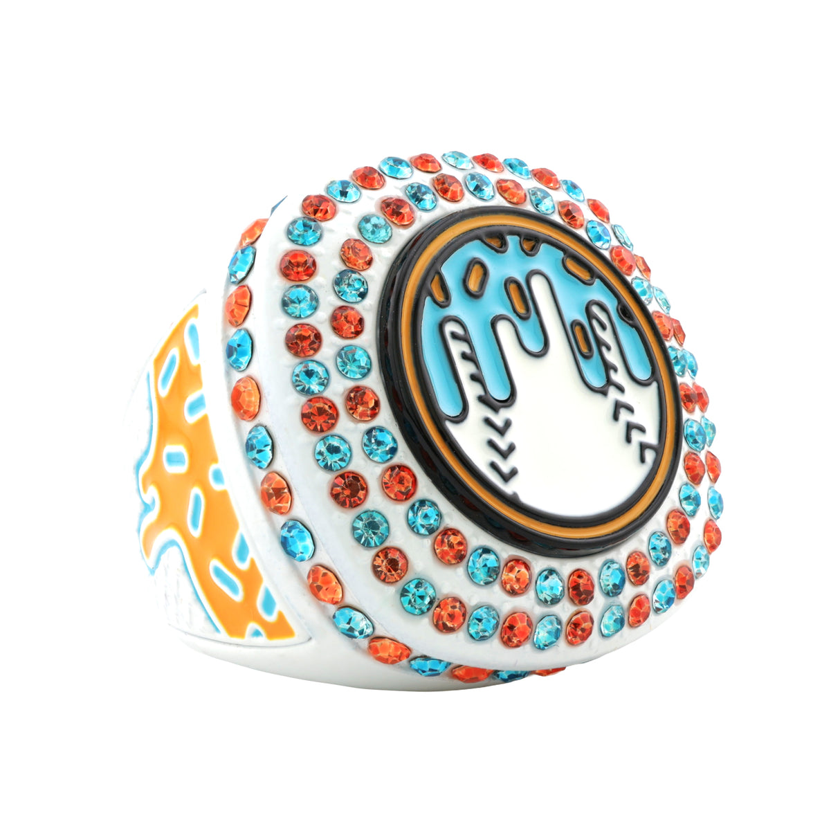 GEN27 Drip Baseball White Tropic All Stones Ring