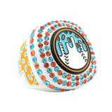 GEN27 Drip Baseball White Tropic All Stones Ring