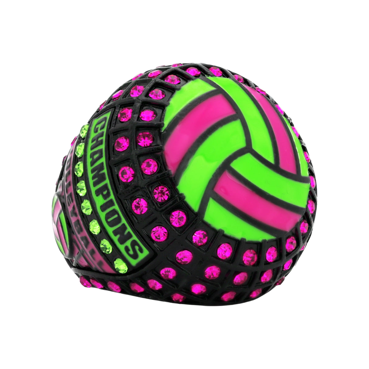Volleyball26 Black&Green&Pink Champions Ring