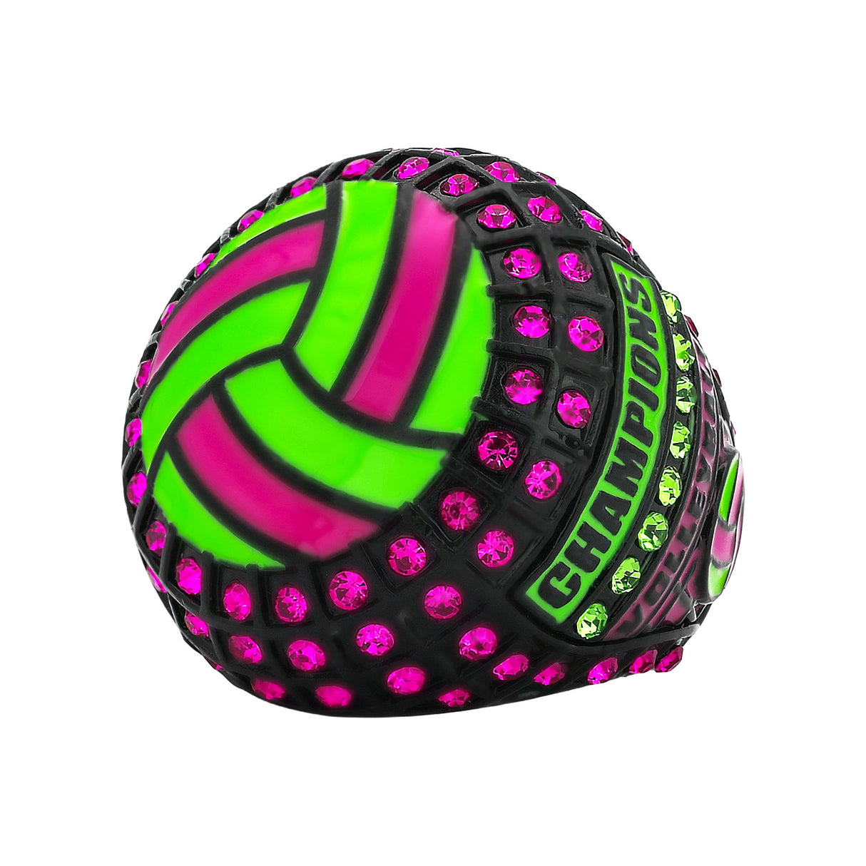 Volleyball26 Black&Green&Pink Champions Ring