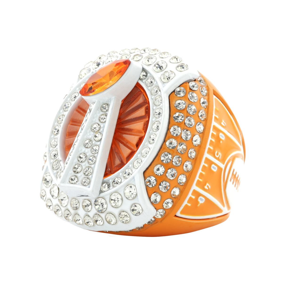 Football25 Orange&White All Stones Ring