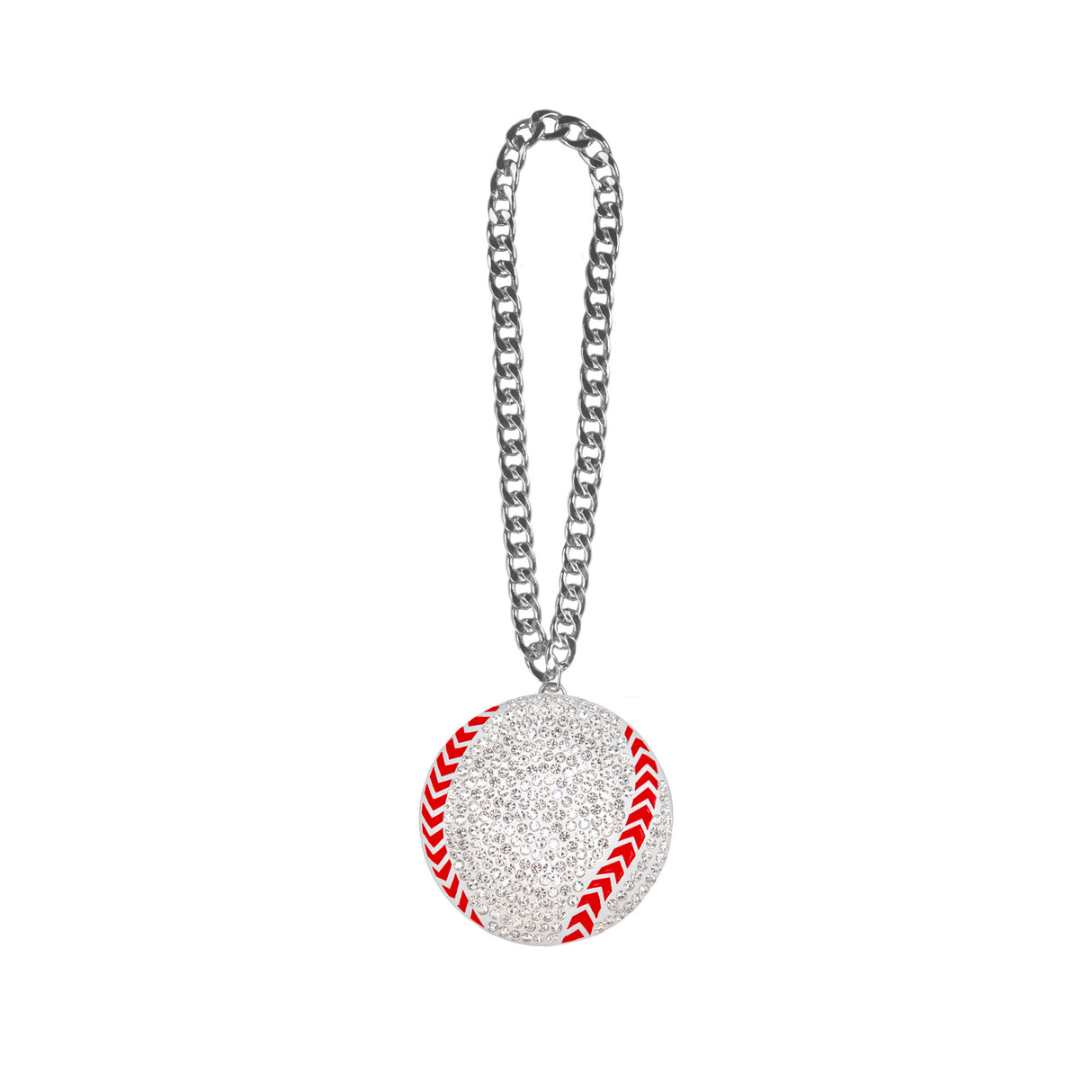 Baseball/Softball Stone Chain White/Clear/Red