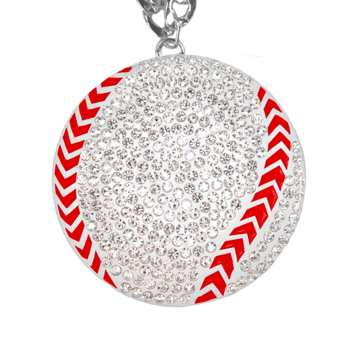 Baseball/Softball Stone Chain White/Clear/Red
